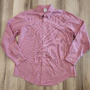 Brooks Brothers Regent Red Gingham Button Down Shirt Men’s Large Non-Iron Cotton